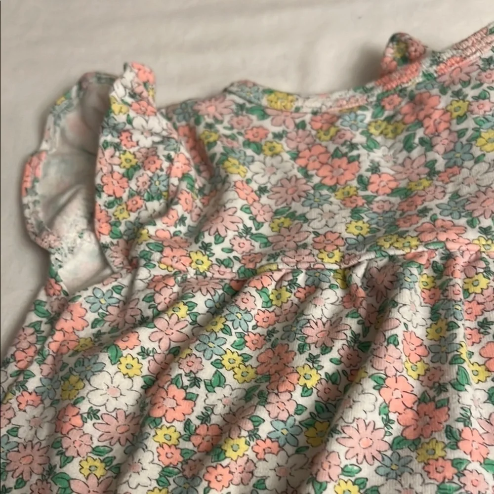 Carter's Pink and Green Floral Sleep Sacks with Ruffled Sleeves
